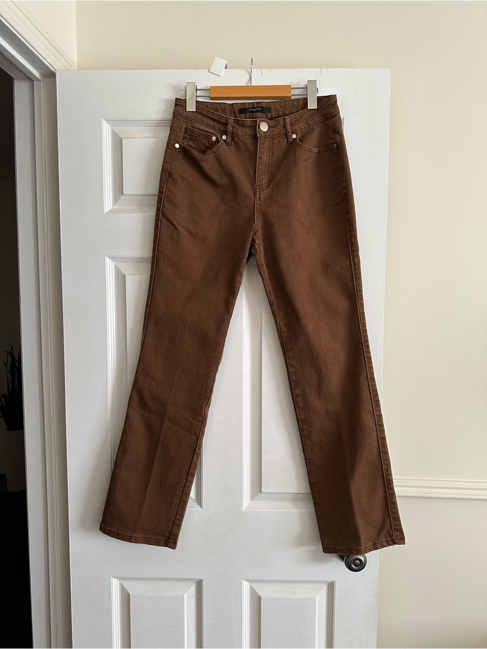 Simon Chang Straight Leg Jeans in Brown